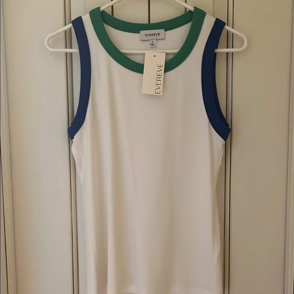 Evereve White and Green Tank Top Athletic Style